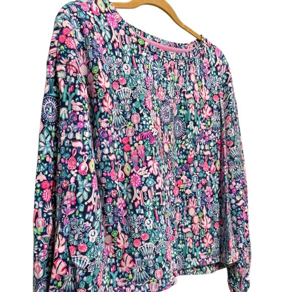 Lilly Pulitzer Kamala Long Sleeve Sweatshirt "Low Tide Navy Jewelry" Large - Picture 3 of 6